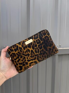 Steve Madden Leopard Print Zip Clutch - Brown/Black/Gold